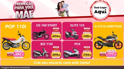 Modelo de TV para TV Horizontal com o tema Promoção Para Você Mãe para Concessionaria de Motos