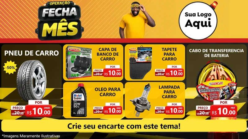 Modelo de TV para TV Horizontal com o tema Operação Fecha Mês para Auto peças