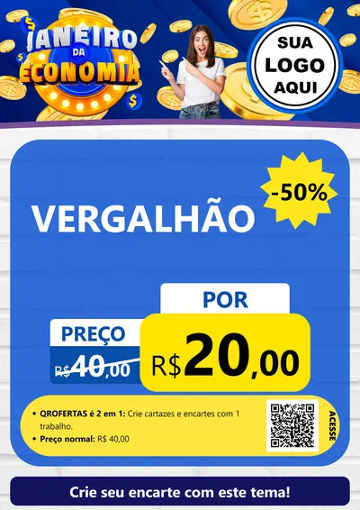 Modelo de Cartaz para Cartaz A4 Vertical com o tema Janeiro da Economia para Ferragens