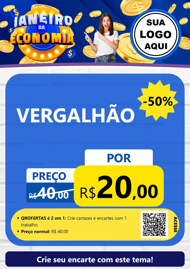 Modelo de Cartaz para Cartaz A4 Vertical com o tema Janeiro da Economia para Ferragens