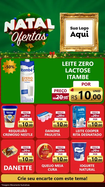 Modelo de Rede Social para Stories com o tema Natal de Ofertas para Frios e Laticínios