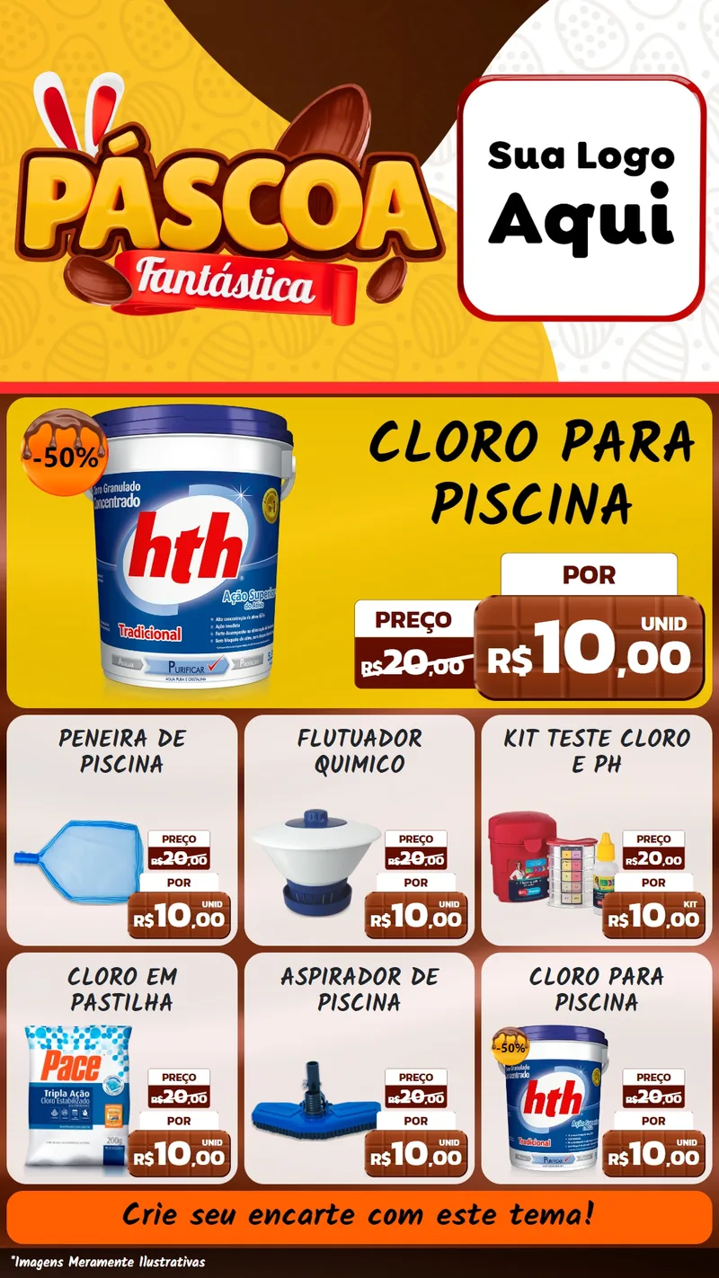 Modelo de Rede Social para Stories com o tema Páscoa Fantástica para Produtos para Piscina