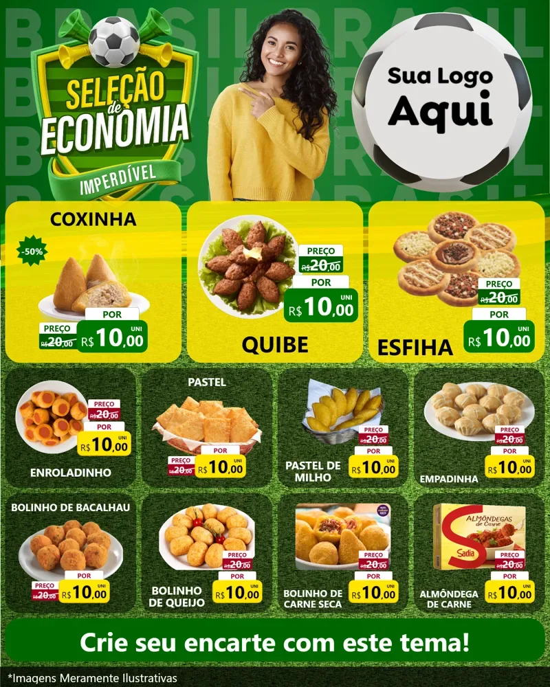Modelo de Rede Social para Feed Instagram com o tema Seleção de Economia - Copa para Salgadaria