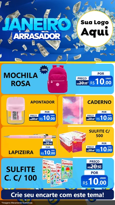 Modelo de TV para TV Vertical com o tema Janeiro Arrasador para Papelaria