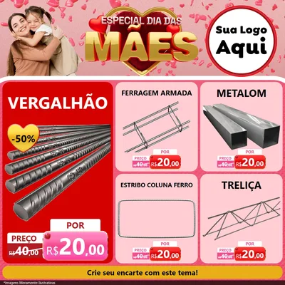 Modelo de Rede Social para Feed Facebook com o tema Especial Dia Das Mães para Ferragens