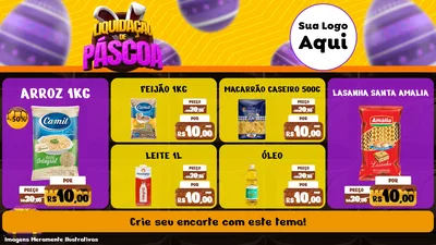 Modelo de TV para TV Horizontal com o tema Liquidação de Páscoa para Supermercado