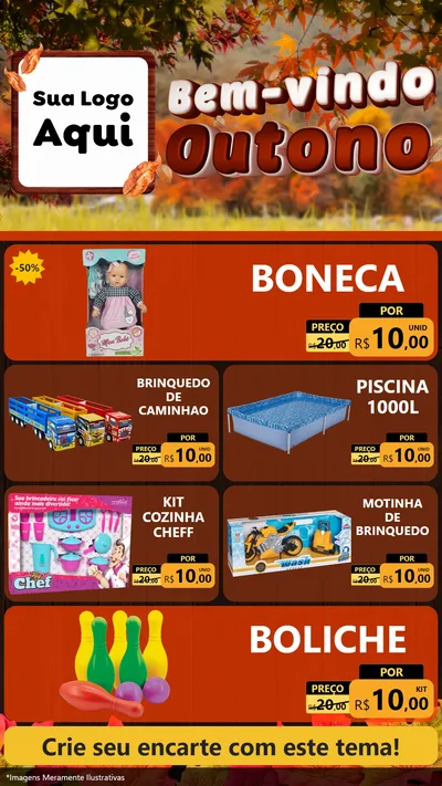 Modelo de TV para TV Vertical com o tema Bem-vindo Outono para Brinquedos
