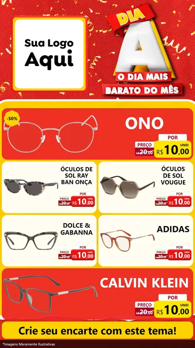 Modelo de TV para TV Vertical com o tema Dia A o Dia Mais Barato do Mês para Óticas