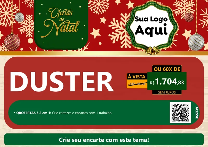 Modelo de Cartaz para Cartaz A4 Horizontal com o tema Natal de Ofertas para Concessionaria de Carros