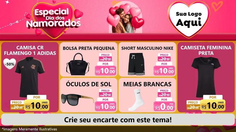 Modelo de TV para TV Horizontal com o tema Especial Dia dos Namorados para Roupas e acessórios