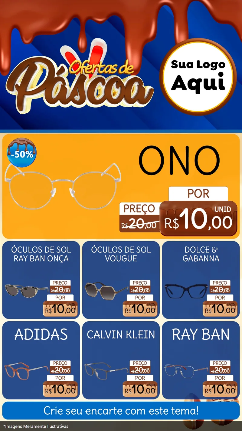 Modelo de Rede Social para Stories com o tema Ofertas de Páscoa para Óticas