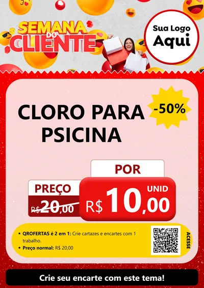 Modelo de Cartaz para Cartaz A4 Vertical com o tema Semana do Cliente para Produtos para Piscina