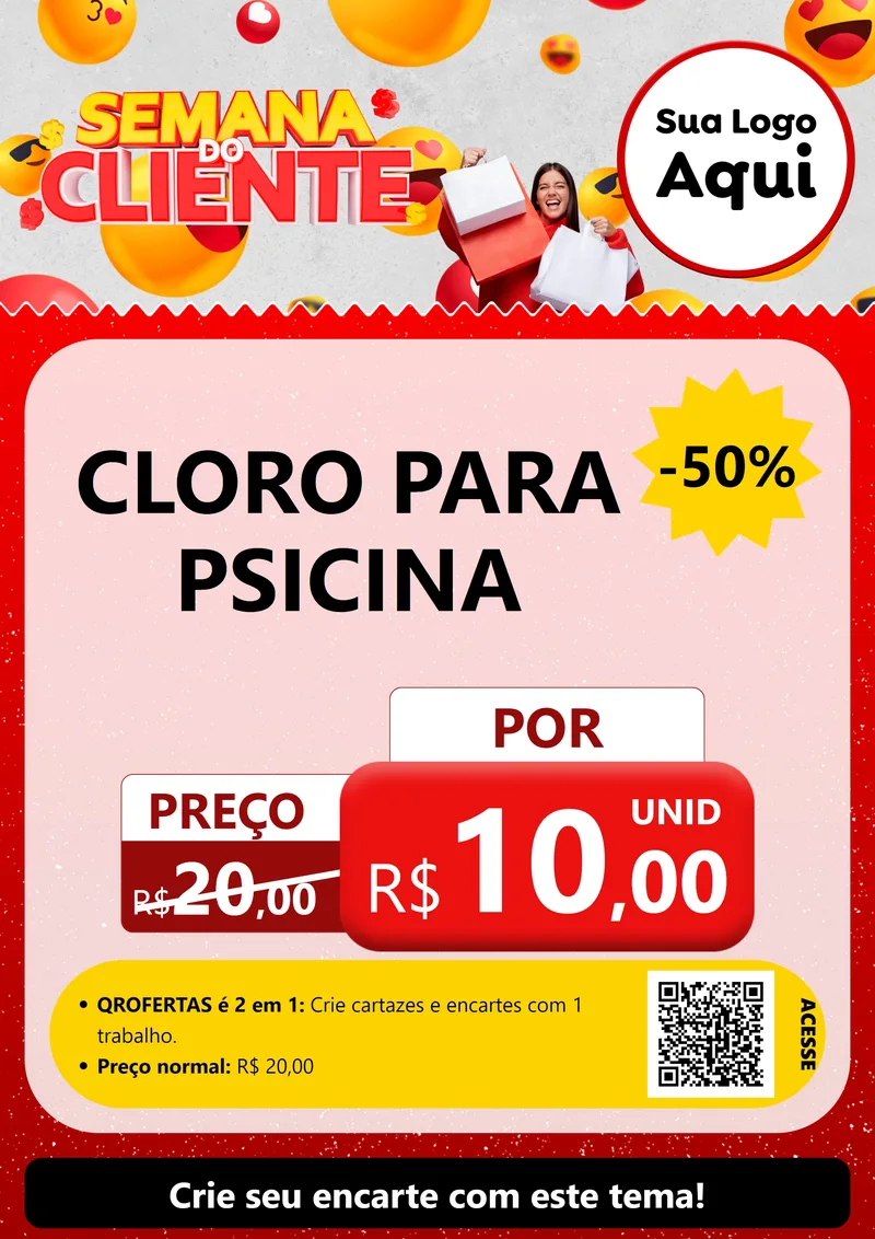 Modelo de Cartaz para Cartaz A4 Vertical com o tema Semana do Cliente para Produtos para Piscina