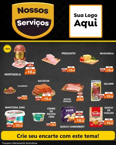 Modelo de Rede Social para Feed Instagram com o tema Nossos Serviços para Frios e Laticínios