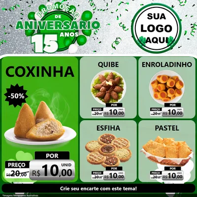 Modelo de Rede Social para Feed Facebook com o tema Promoção de Aniversário - 15 Anos para Salgadaria