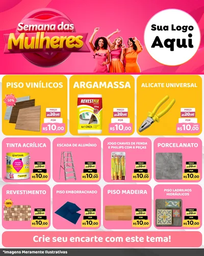 Modelo de Rede Social para Feed Instagram com o tema Semana das Mulheres para Material para Construção