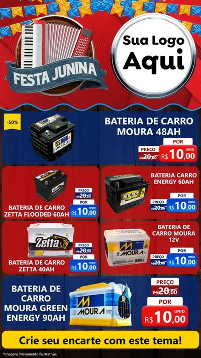Modelo de TV para TV Vertical com o tema Festa Junina para Baterias Elétricas