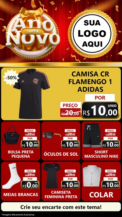 Modelo de Rede Social para Stories com o tema Super Ano Novo para Roupas e acessórios