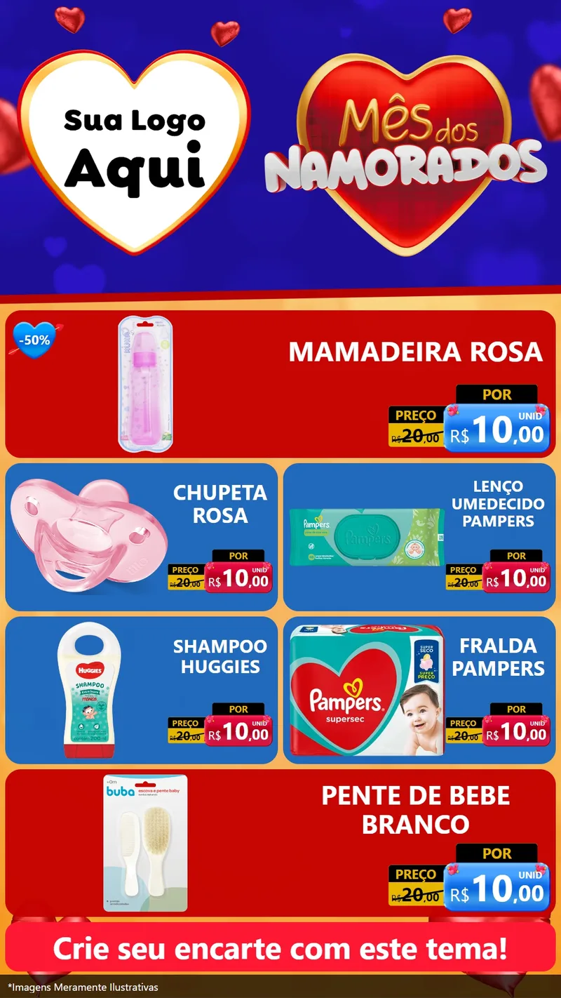 Modelo de TV para TV Vertical com o tema Mês dos Namorados para Bebês