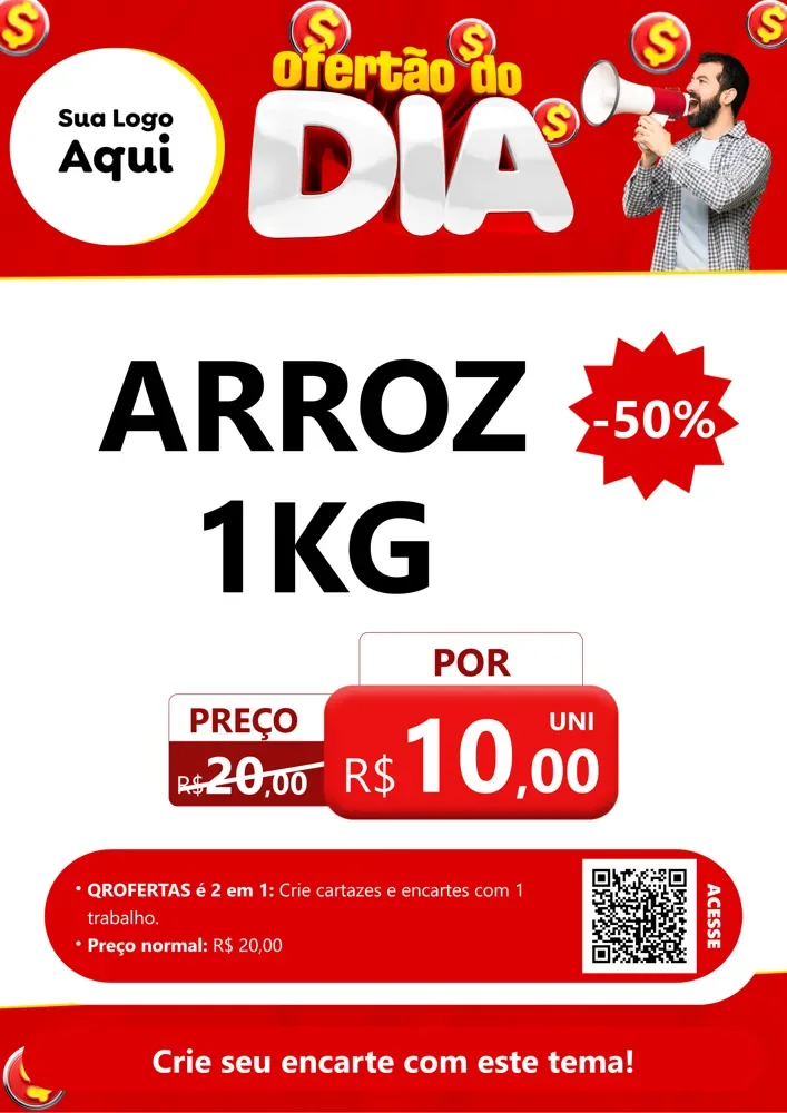 Modelo de Cartaz para Cartaz A4 Vertical com o tema Ofertão do dia para Supermercado