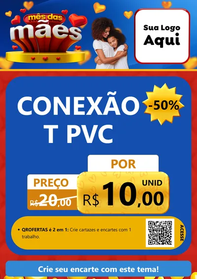 Modelo de Cartaz para Cartaz A4 Vertical com o tema Mês das Mães para Tubos e conexões