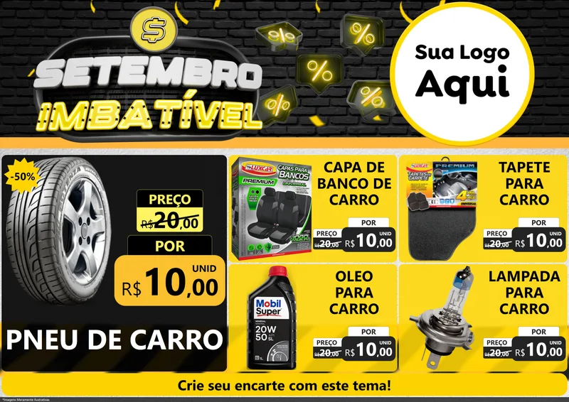 Modelo de Encarte para Encarte A4 Horizontal com o tema Setembro Imbatível para Auto peças