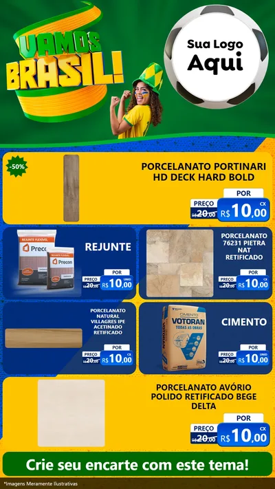 Modelo de TV para TV Vertical com o tema Vamos Brasil - Copa para Pisos e revestimentos