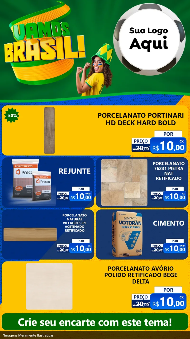 Modelo de TV para TV Vertical com o tema Vamos Brasil - Copa para Pisos e revestimentos