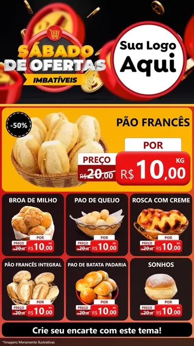 Modelo de Rede Social para Stories com o tema Sábado de Ofertas Imbatíveis para Padaria