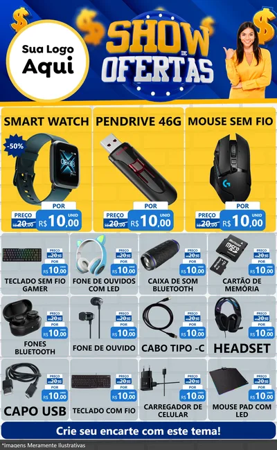 Modelo de Encarte para Encarte Grande com o tema Show de Ofertas para Informática