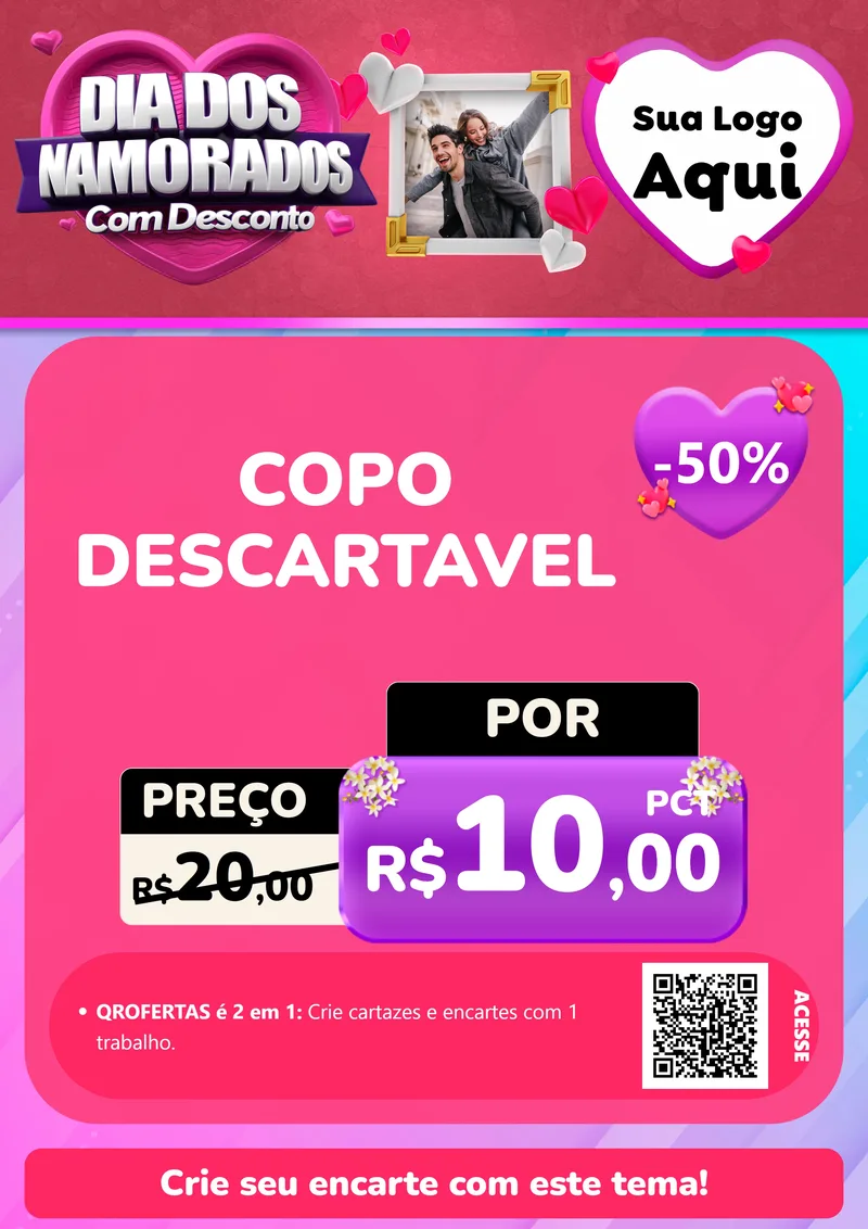 Modelo de Cartaz para Cartaz A4 Vertical com o tema Dia Dos Namorados Com Desconto para Embalagens