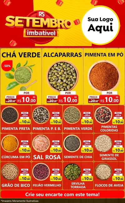 Modelo de Encarte para Encarte Grande com o tema Setembro Imbatível para Produtos Naturais