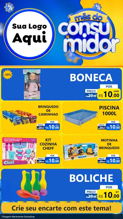 Modelo de TV para TV Vertical com o tema Mês do Consumidor para Brinquedos