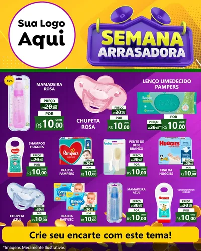 Modelo de Rede Social para Feed Instagram com o tema Semana Arrasadora para Bebês