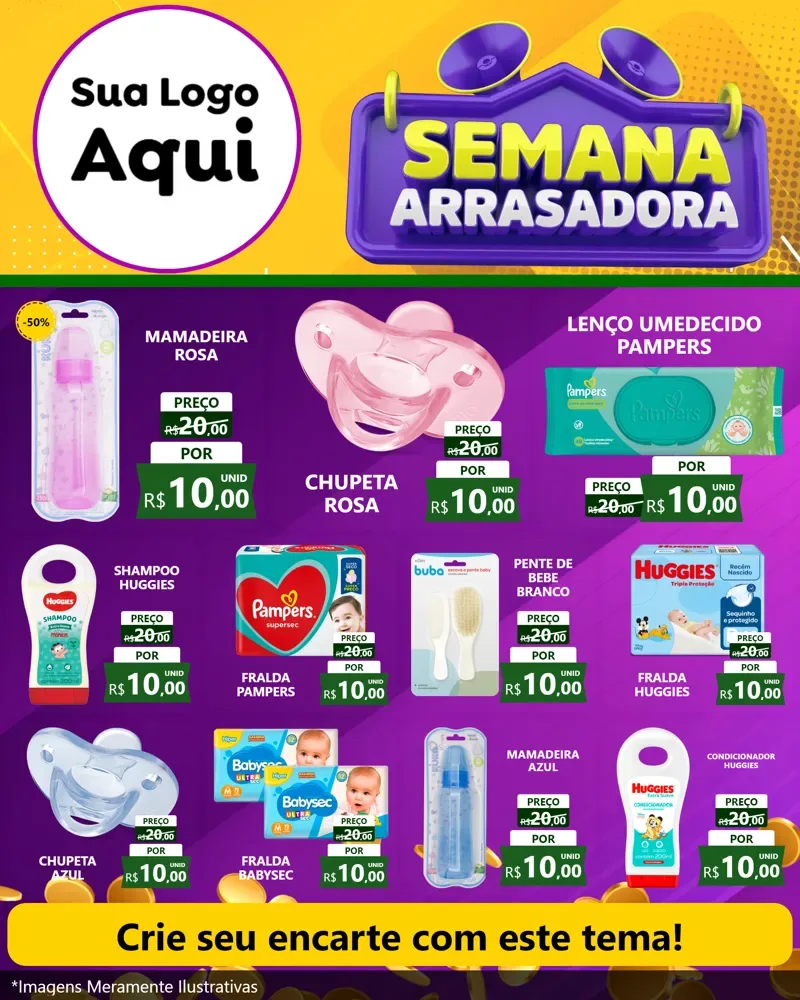 Modelo de Rede Social para Feed Instagram com o tema Semana Arrasadora para Bebês