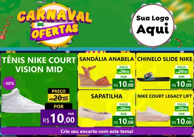 Modelo de Encarte para Encarte A4 Horizontal com o tema Carnaval de Ofertas para Calçados