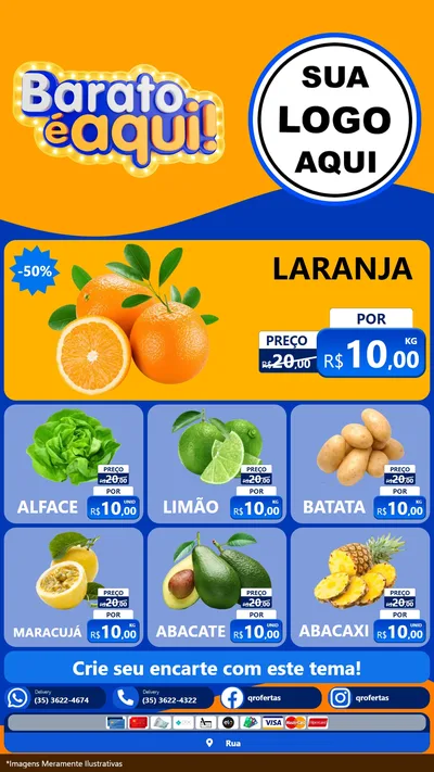 Modelo de Rede Social para Stories com o tema Barato é aqui para Hortifrúti