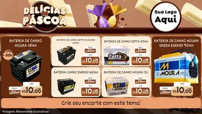 Modelo de TV para TV Horizontal com o tema Delícias de Páscoa para Baterias Elétricas