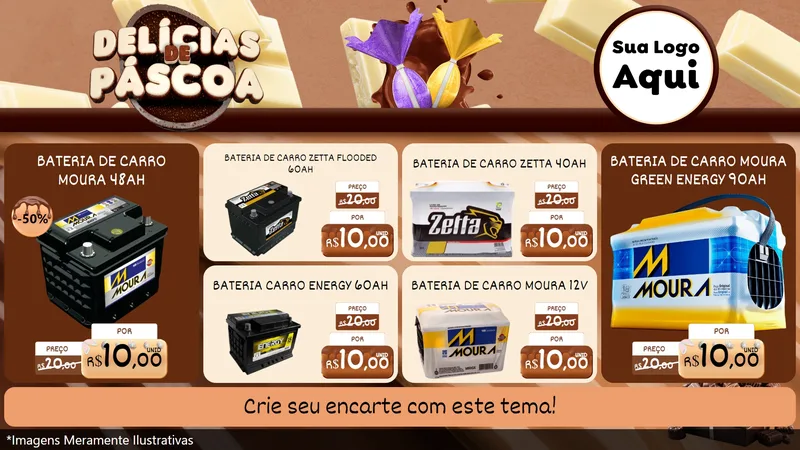 Modelo de TV para TV Horizontal com o tema Delícias de Páscoa para Baterias Elétricas