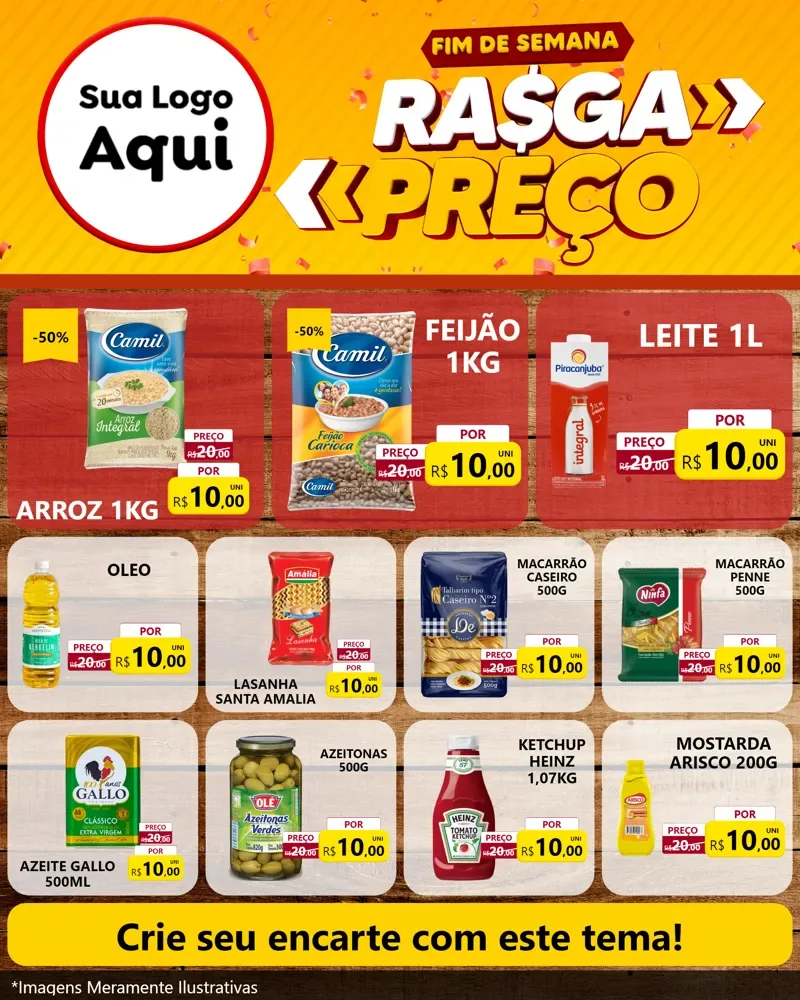 Modelo de Rede Social para Feed Instagram com o tema Fim de Semana Rasga Preços para Supermercado