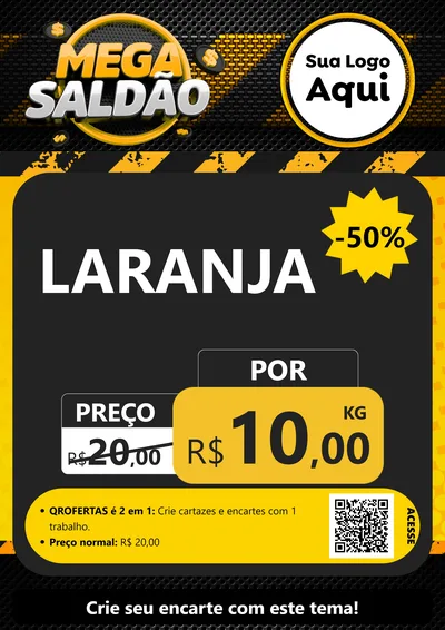Modelo de Cartaz para Cartaz A4 Vertical com o tema Mega Saldão para Hortifrúti