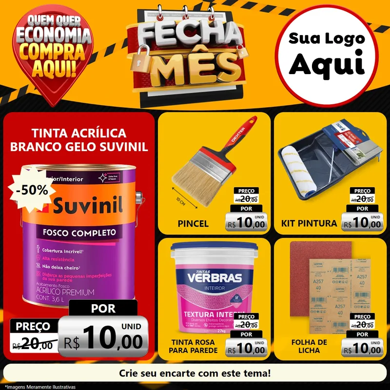 Modelo de Rede Social para Feed Facebook com o tema Fecha Mês para Tintas e Ferramentas