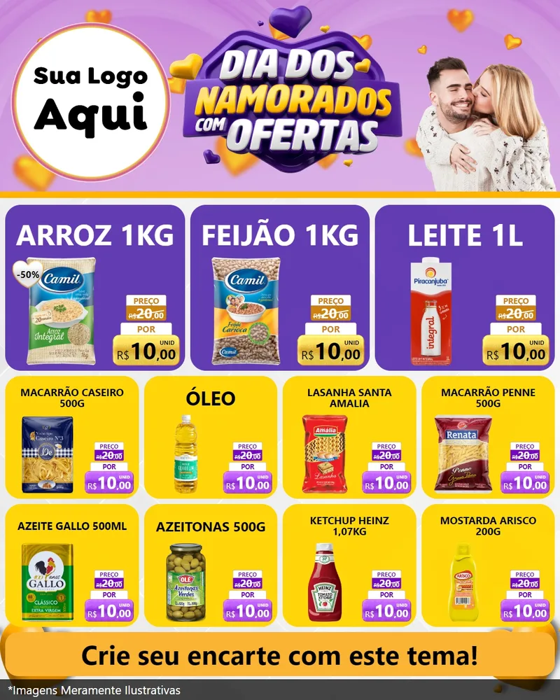 Modelo de Rede Social para Feed Instagram com o tema Dia Dos Namorados Com Ofertas para Supermercado
