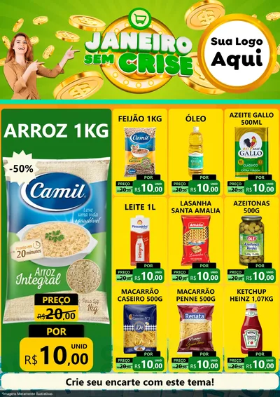 Modelo de Encarte para Encarte A4 Vertical com o tema Janeiro Sem Crise para Supermercado