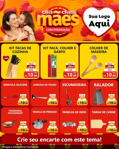 Modelo de Rede Social para Feed Instagram com o tema Dia das Mães com Promoção para Utilidades Domésticas