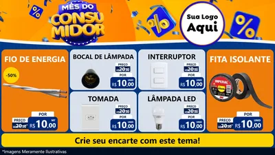Modelo de TV para TV Horizontal com o tema Mês do Consumidor para Materiais Elétricos