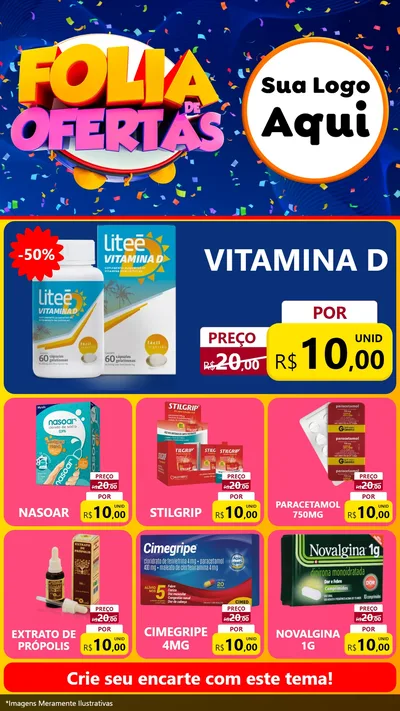 Modelo de Rede Social para Stories com o tema Folia de Ofertas para Farmácia