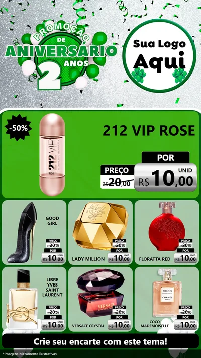 Modelo de Rede Social para Stories com o tema Promoção de Aniversário - 2 Anos para Perfumes