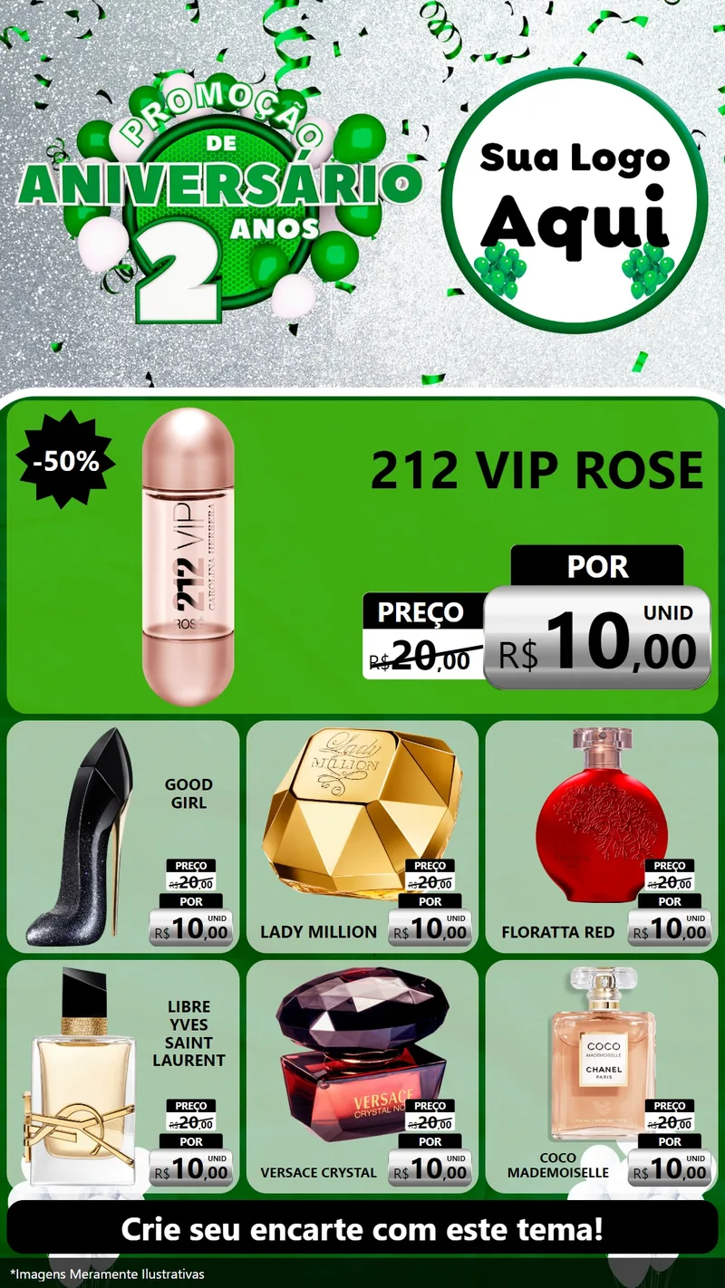 Modelo de Rede Social para Stories com o tema Promoção de Aniversário - 2 Anos para Perfumes