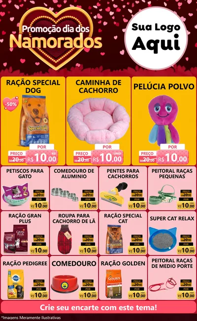Modelo de Encarte para Encarte Grande com o tema Promoção Dia Dos Namorados para Pet Shop
